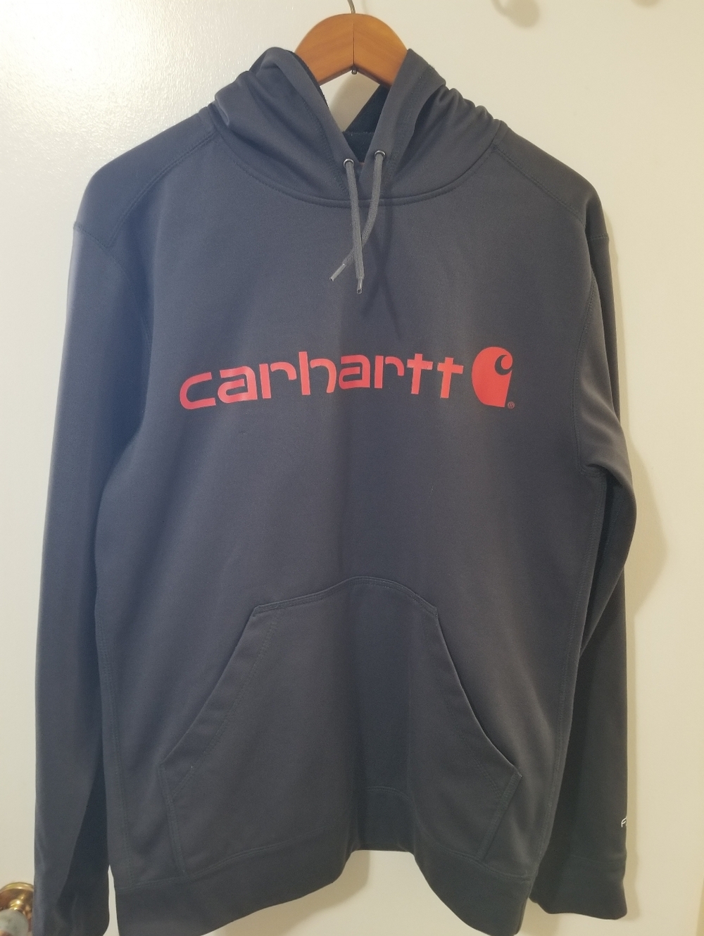 Carhartt Force Relaxed Fit Hoodie Black Red Logo Workwear Streetwear  S